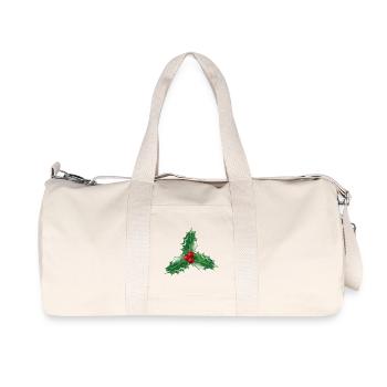 Holly branch with three leaves and three berries - Recycled Canvas Sports Bag by Stanley/Stella - natural - Front