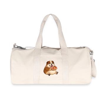 Mops mit Pizza, Charmantes Hunde-Design - Recycelte Canvas-Sporttasche von Stanley/Stella - Naturweiß - Vorne
