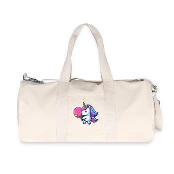 Licorne Licorne avec raquette de tennis de table pour - Sac de sport en toile recyclée Stanley/Stella - blanc naturel - Devant
