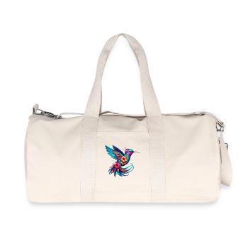 Hummingbird decorated with flowers - Recycled Canvas Sports Bag by Stanley/Stella - natural - Front