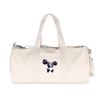 Panda Gewichtheber mit Hantel - Recycelte Canvas-Sporttasche von Stanley/Stella - Naturweiß - Vorne
