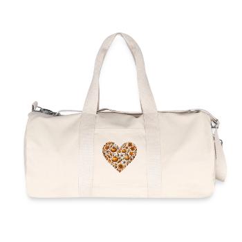 Cœur, rempli de citrouilles, de feuilles, de noix et de fleurs - Sac de sport en toile recyclée Stanley/Stella - blanc naturel - Devant