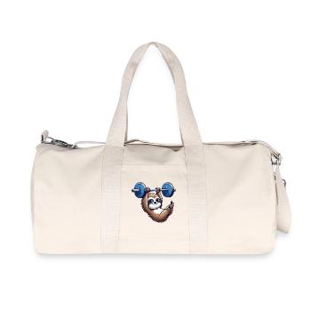 Sloth Dumbbell Pull-Up Workout Funny - Recycled Canvas Sports Bag by Stanley/Stella - natural - Front