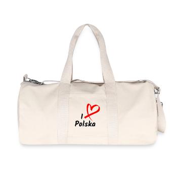 J’aime Polska J’aime la Pologne Cadeau de cœur - Sac de sport en toile recyclée Stanley/Stella - blanc naturel - Devant
