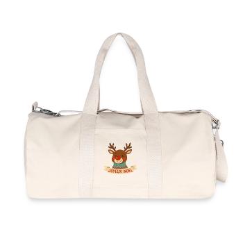 Renne Noël au visage souriant - Sac de sport en toile recyclée Stanley/Stella - blanc naturel - Devant