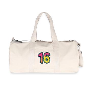 16 Nombre Coloré - Sac de sport en toile recyclée Stanley/Stella - blanc naturel - Devant