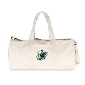 Joueur de ping-pong avec une chemise de service de tennis de table - Sac de sport en toile recyclée Stanley/Stella - blanc naturel - Devant