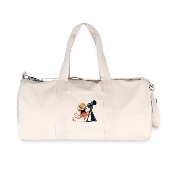 Photographe de pieuvre orange avec appareil photo - Sac de sport en toile recyclée Stanley/Stella - blanc naturel - Devant