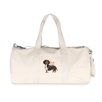 Cuddly dachshund with hug me font - Recycled Canvas Sports Bag by Stanley/Stella - natural - Front