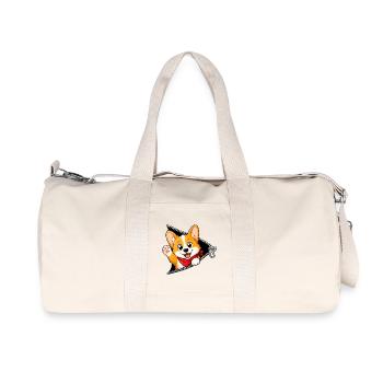 Corgi Hund Reißverschluss - Recycelte Canvas-Sporttasche von Stanley/Stella - Naturweiß - Vorne