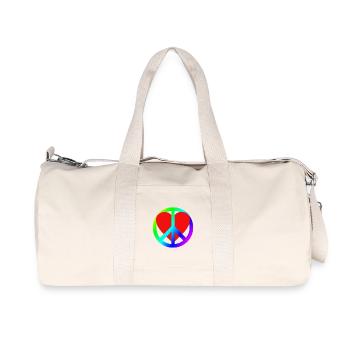 Herz Frieden Regenbogen Symbol - Recycelte Canvas-Sporttasche von Stanley/Stella - Naturweiß - Vorne