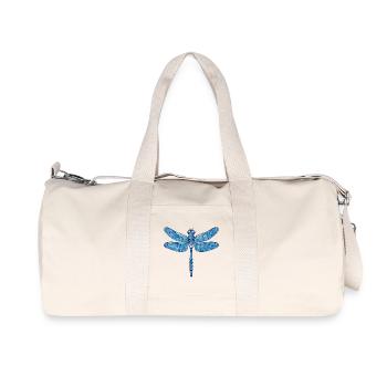 Blaue Libelle Illustration im Vektorstil - Recycelte Canvas-Sporttasche von Stanley/Stella - Naturweiß - Vorne