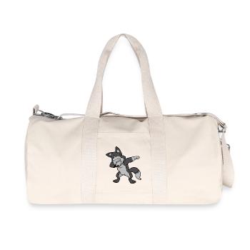 Dabbing Dab Siberian Husky Dog Wolf Dancing - Recycled Canvas Sports Bag by Stanley/Stella - natural - Front