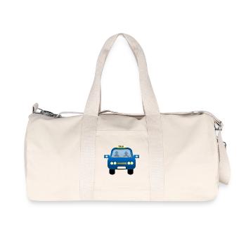 Blue Taxi Front Cartoon - Recycled Canvas Sports Bag by Stanley/Stella - natural - Front