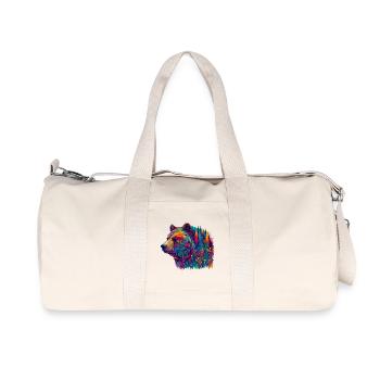 Bear decorated with a forest landscape - Recycled Canvas Sports Bag by Stanley/Stella - natural - Front