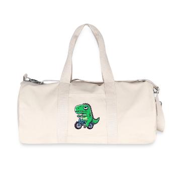 Drôle de dino T-Rex sur vélo Bizarre et - Sac de sport en toile recyclée Stanley/Stella - blanc naturel - Devant