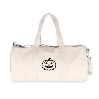 Halloween Pumpkin Face Silhouette - Recycled Canvas Sports Bag by Stanley/Stella - natural - Front