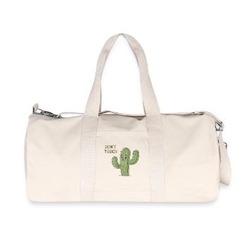 Sad Cactus Warning Don't Touch - Recycled Canvas Sports Bag by Stanley/Stella - natural - Front