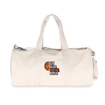 Eat Sleep Basketball Repeat Quote - Recycled Canvas Sports Bag by Stanley/Stella - natural - Front