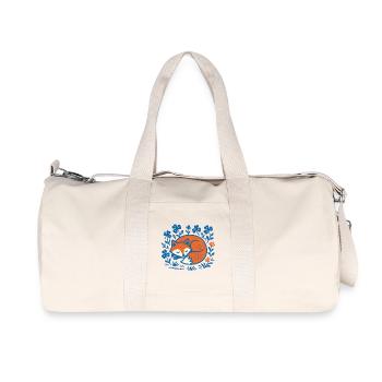 Schlafender Fuchs im Blumen-Nachtgarten - Recycelte Canvas-Sporttasche von Stanley/Stella - Naturweiß - Vorne