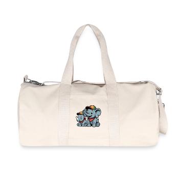 Cute Elephant and Rhinoceros – Cute Animal Lovers - Recycled Canvas Sports Bag by Stanley/Stella - natural - Front