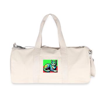 chat - Sac de sport en toile recyclée Stanley/Stella - blanc naturel - Devant