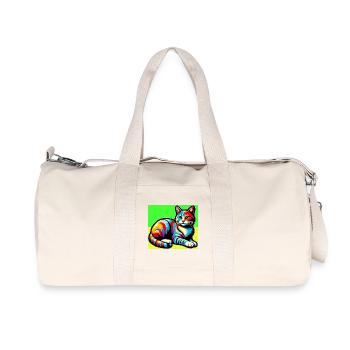 chat - Sac de sport en toile recyclée Stanley/Stella - blanc naturel - Devant