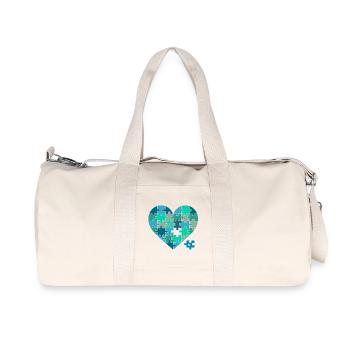 Casse-puzzle Cœur Sarcelle - Sac de sport en toile recyclée Stanley/Stella - blanc naturel - Devant