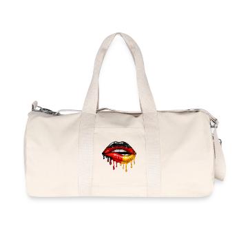 German Girl Deutschland Flagge Lippen Fußball - Recycelte Canvas-Sporttasche von Stanley/Stella - Naturweiß - Vorne