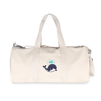 Cute Smiling Whale and Pink Glasses - Recycled Canvas Sports Bag by Stanley/Stella - natural - Front