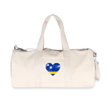 Curaçao_Flagge_Herz_used - Recycled Canvas Sports Bag by Stanley/Stella - natural - Front