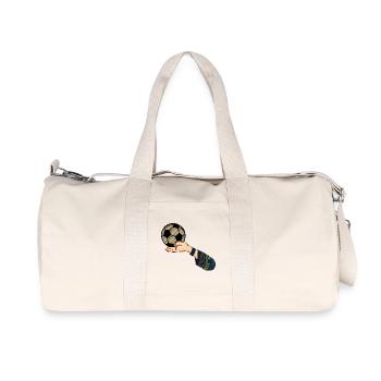 Main avec ballon de football - Sac de sport en toile recyclée Stanley/Stella - blanc naturel - Devant