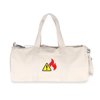 Icône solide d’alerte incendie Symbole de sécurité de flamme - Sac de sport en toile recyclée Stanley/Stella - blanc naturel - Devant