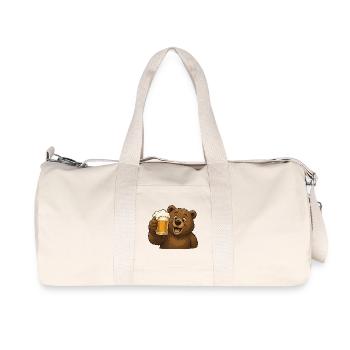 Bär mit Bierkrug Feier - Recycelte Canvas-Sporttasche von Stanley/Stella - Naturweiß - Vorne