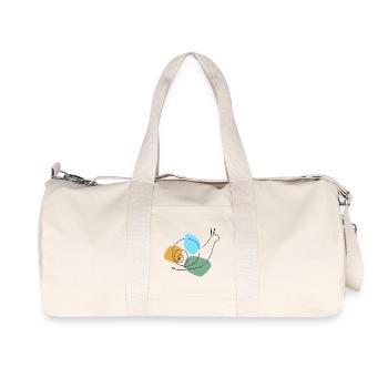 Lineart Snail with Pastel Shapes - Recycled Canvas Sports Bag by Stanley/Stella - natural - Front
