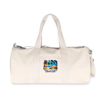 Vie à la plage : Coucher de soleil et camper - Sac de sport en toile recyclée Stanley/Stella - blanc naturel - Devant