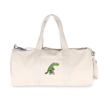 Cooler Radfahrer Dinosaurier I Fahrrad T Rex Dino - Recycelte Canvas-Sporttasche von Stanley/Stella - Naturweiß - Vorne