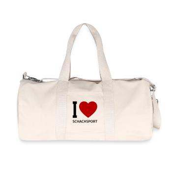 I love SCHACHSPORT - Recycelte Canvas-Sporttasche von Stanley/Stella - Naturweiß - Vorne
