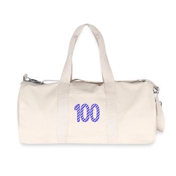 100. 100 ANS. 100e ANNIVERSAIRE. ANNIVERSAIRE 100 - Sac de sport en toile recyclée Stanley/Stella - blanc naturel - Devant