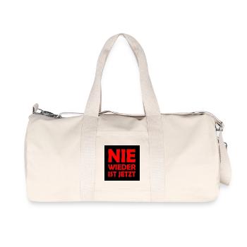 Nie wieder ist jetzt - Recycelte Canvas-Sporttasche von Stanley/Stella - Naturweiß - Vorne