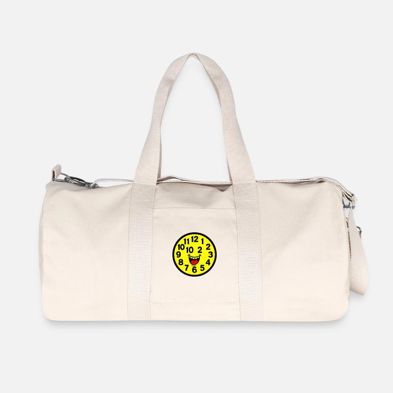Cheerful Parodized Clock Design - Recycled Canvas Sports Bag by Stanley/Stella - natural