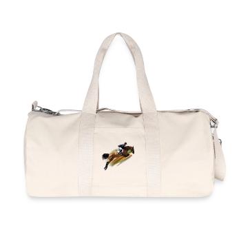 Jumping Rider with Rainbow Stripes - Recycled Canvas Sports Bag by Stanley/Stella - natural - Front