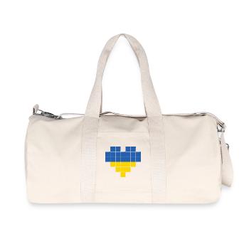 Pixel Herz Ukraine Flagge - Recycelte Canvas-Sporttasche von Stanley/Stella - Naturweiß - Vorne