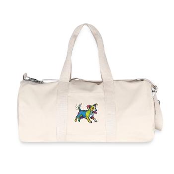 Bunter Sprinterhund Illustration - Recycelte Canvas-Sporttasche von Stanley/Stella - Naturweiß - Vorne