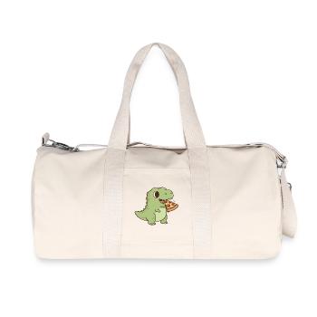 T-Rex isst Pizza - Recycelte Canvas-Sporttasche von Stanley/Stella - Naturweiß - Vorne