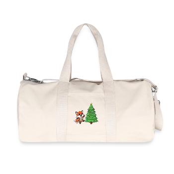 Fox with fairy lights and Christmas tree - Recycled Canvas Sports Bag by Stanley/Stella - natural - Front