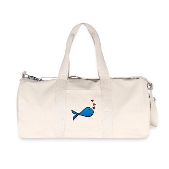 POISSON. SAINT VALENTIN. COEUR. JE T'AIME. I LOVE  - Sac de sport en toile recyclée Stanley/Stella - blanc naturel - Devant