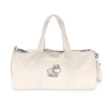 Hippopotamus Baby Watercolor Art Cute - Recycled Canvas Sports Bag by Stanley/Stella - natural - Front