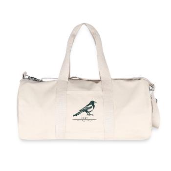 Magpie Silhouette | Ornithology | Drawing - Recycled Canvas Sports Bag by Stanley/Stella - natural - Front