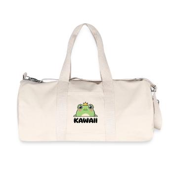 Lil Croak – Kawaii Frosch + Krone (Minimal Design) - Recycelte Canvas-Sporttasche von Stanley/Stella - Naturweiß - Vorne